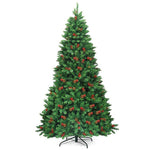 7.5FT Pre-Lit Hinged Artificial Christmas Tree with 550 LED Lights & Metal Stand