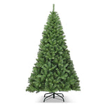 6FT Premium Unlit Hinged Artificial Christmas Tree Spruce Full Tree with Metal Stand