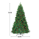 7.5FT Pre-Lit Hinged Artificial Christmas Tree with 550 LED Lights & Metal Stand