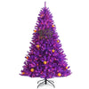 6FT Artificial Prelit Purple Halloween Tree with Orange Lights & Pumpkin Ornaments