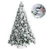 8FT Snow Flocked Christmas Tree Glitter Tips with Pine Cone and Red Berries