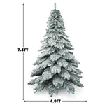 7.5 ft Snow Flocked Artificial Christmas Tree Hinged Alaskan Pine Tree with Solid Metal Stand