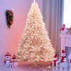 7FT Pink Artificial Christmas Tree Unlit Hinged Spruce Full Xmas Tree with Metal Stand for Indoor & Outdoor Use