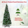 5FT Artificial Snow-flocked Pencil Christmas Tree with Pine Cones