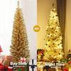 6 Ft Tinsel Artificial Slim Pencil Christmas Tree with Electroplated Technology for Indoor and Outdoor