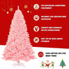7.5FT Pink Artificial Hinged Spruce Full Christmas Tree with Foldable Metal Stand