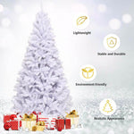 6FT White Hinged Artificial Christmas Tree with Metal Stand