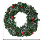 24 Inch Pre-lit Christmas Spruce Wreath with 8 Flash Modes