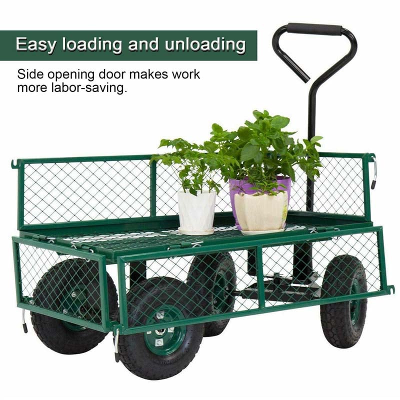 Bestoutdor Heavy Duty Garden Cart Steel Wagon Yard Utility Cart with Handle & Removable Sides