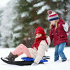 Kids Folding Metal Snow Sled with Pull Rope and Leather Seat