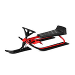 Kids Ski Board Snow Racer Sled with Steering Wheel and Double Brakes Pull Rope