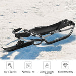 Kids Ski Sled Snow Racer Sled with Textured Grip Handles and Mesh Seat