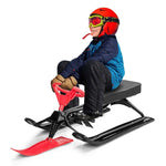 Kids Snow Racer Sled with Steering Wheel and Double Brake System