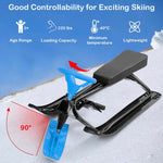 Kids Snow Racer Sled with Steering Wheel and Double Brake System