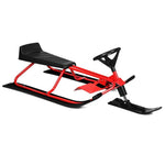 Kids Snow Racer Sled with Steering Wheel and Double Brakes Pull Rope Slider