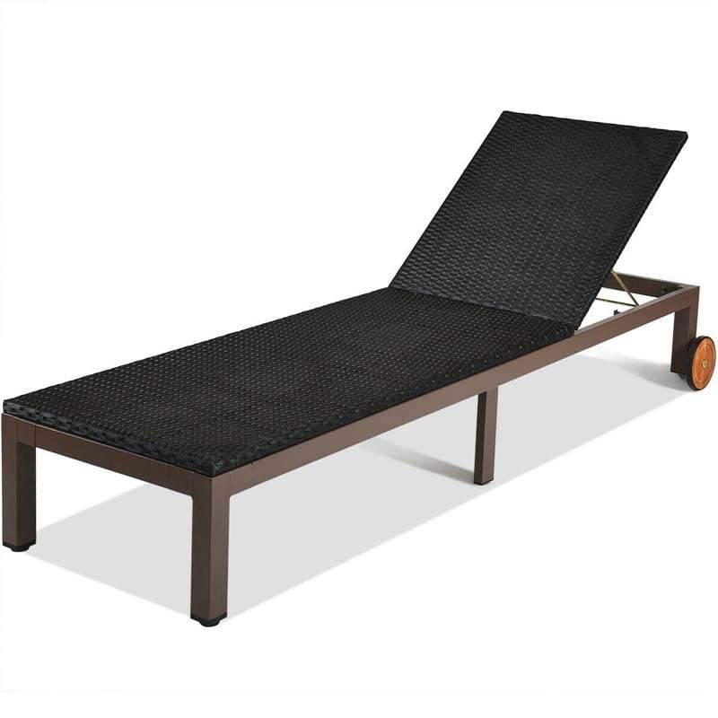 Outdoor Cushioned Rattan Chaise Lounger - Bestoutdor