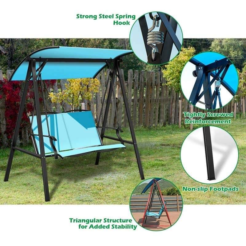 2 Person Patio Swing with Adjustable Canopy - Bestoutdor