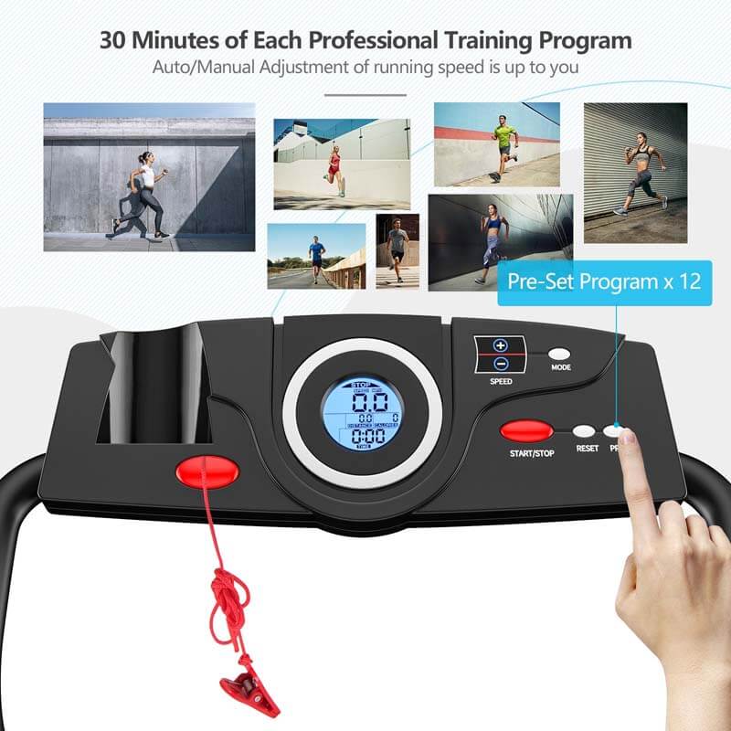 Compact Folding Treadmill 1 HP Motorized Power Running Machine Walking Jogging Machine Built-in 2 Workout Modes