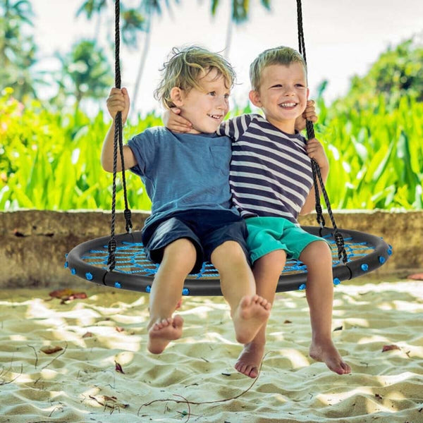 40'' Kids Round Spider Web Tree Saucer Swing Set - Bestoutdor