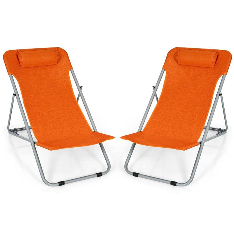 2 Pcs Portable 3-Position Beach Chairs