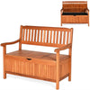 Outdoor Wood Storage Bench 33-Galon Large Patio Deck Box with Seat & Removable Dustproof Liner