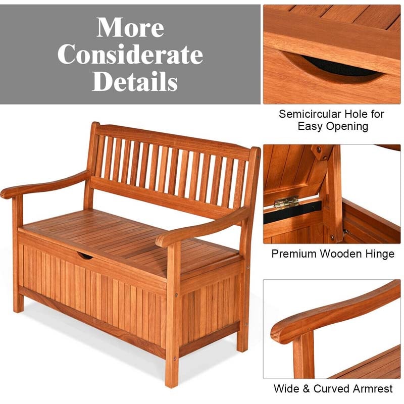 Outdoor Wood Storage Bench 33-Galon Large Patio Deck Box with Seat & Removable Dustproof Liner