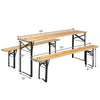 3 Pcs Folding Picnic Table Bench Set 70'' Portable Wooden Beer Garden Table with Seating