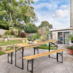 3 Pcs Folding Picnic Table Bench Set 70'' Portable Wooden Beer Garden Table with Seating
