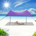 10 FT x 9 FT Family Beach Tent Canopy Outdoor Sunshade with 4 Poles Sandbag Anchors