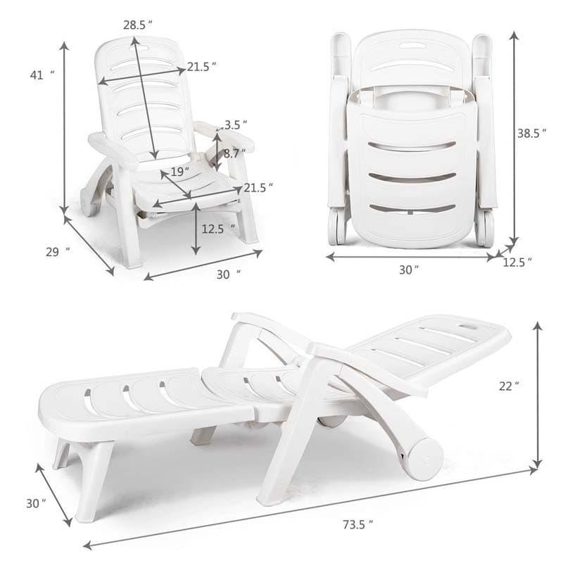 5 Position Adjustable Folding Patio Deck Chair Recliner - Bestoutdor