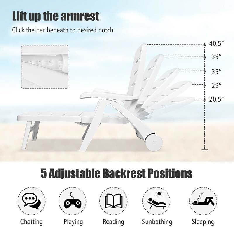 5 Position Adjustable Folding Patio Deck Chair Recliner - Bestoutdor