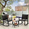 Bestoutdor Wicker Patio Bistro Set with 2 Rocking Chairs & Coffee Table Storage Shelf