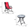 3 Pcs Outdoor Folding Rocking Chair Table Set with Cushion - Bestoutdor