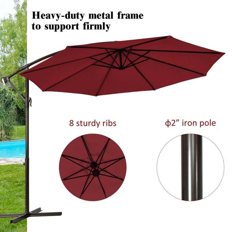 10ft Offset Hanging Outdoor Market Patio Umbrella - Bestoutdor