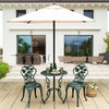 3-Piece Cast Aluminum Patio Bistro Set Rose Design Outdoor Furniture Set with Coffee Table