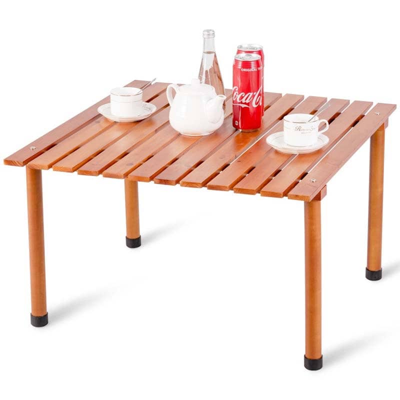 Folding Wooden Camping Roll Up Table with Carrying Bag