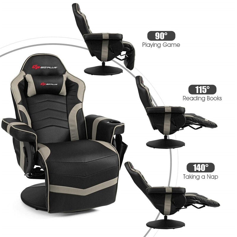 Ergonomic Gaming Chair High Back Video Racing Chair Swivel Recliner Chair  with Footrest, Adjustable Backrest, Headrest, Lumbar Support, Cupholders,  Black Red 