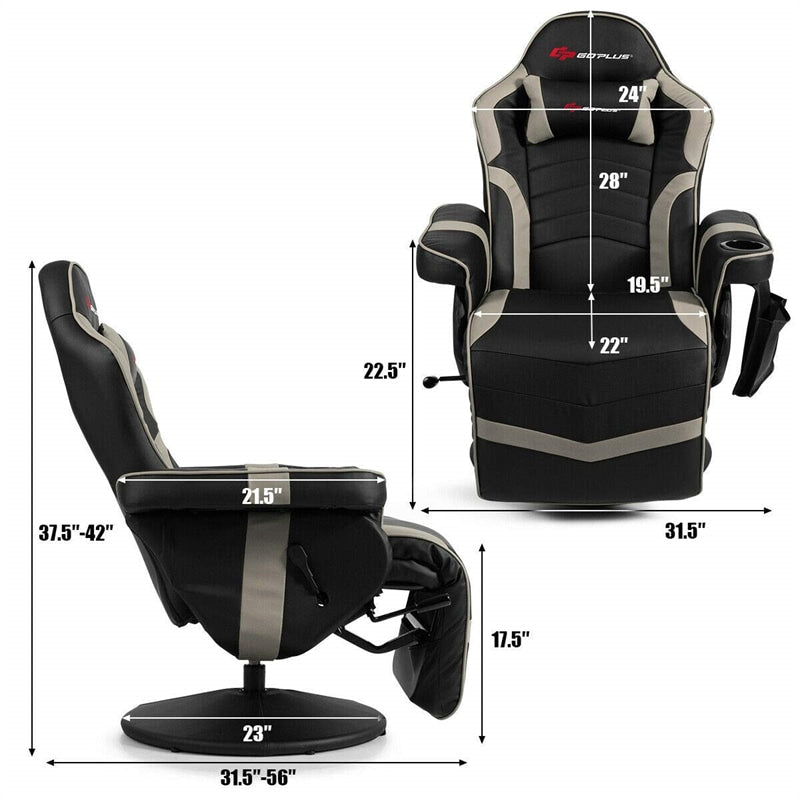 Massage Lumbar Cushion Racing Gaming Chair Reclining Backrest - Dubsnatch