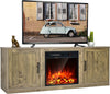 Farmhouse TV Stand Electric Fireplace Entertainment Center with Double Barn Doors & Storage Cabinets for TVs up to 65 Inch
