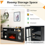 Electric Fireplace TV Stand for TVs Up to 65", 1400W Heater Insert with Remote Control, 3-Level Flame, Overheat Protection, Adjustable Shelves