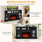 Electric Fireplace TV Stand for TVs Up to 65", 1400W Heater Insert with Remote Control, 3-Level Flame, Overheat Protection, Adjustable Shelves