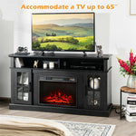 Electric Fireplace TV Stand for TVs Up to 65", 1400W Heater Insert with Remote Control, 3-Level Flame, Overheat Protection, Adjustable Shelves