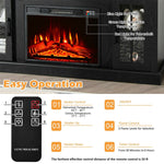 Electric Fireplace TV Stand for TVs Up to 65", 1400W Heater Insert with Remote Control, 3-Level Flame, Overheat Protection, Adjustable Shelves
