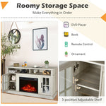 Electric Fireplace TV Stand for TVs Up to 65", 1400W Heater Insert with Remote Control, 3-Level Flame, Overheat Protection, Adjustable Shelves