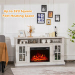 Electric Fireplace TV Stand for TVs Up to 65", 1400W Heater Insert with Remote Control, 3-Level Flame, Overheat Protection, Adjustable Shelves