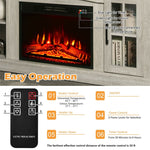 Electric Fireplace TV Stand for TVs Up to 65", 1400W Heater Insert with Remote Control, 3-Level Flame, Overheat Protection, Adjustable Shelves