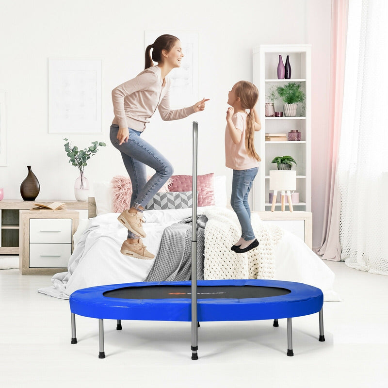 Foldable Oval Trampoline Double Mini Kids Fitness Trampoline Rebounder with Adjustable Handle