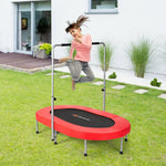 Foldable Oval Trampoline Double Mini Kids Fitness Trampoline Rebounder with Adjustable Handle