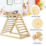 Foldable Wooden Climbing Pikler Triangle Toddler Climber Ladder with Climbing Ramp