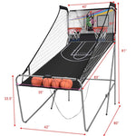 Foldable Indoor Basketball Arcade Game with 4 Balls Electronic Double Shot LED Scoring System for Kids Adults
